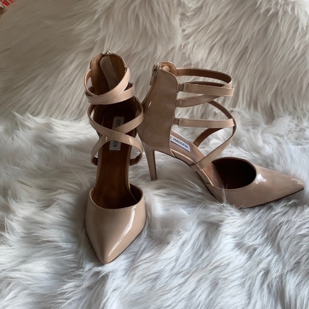 Steve Madden Strappy Nude Pumps Pointed Toe